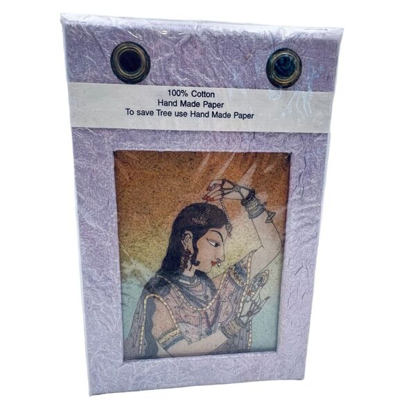 Slip Box with Paper and Pen Hand Made Paper 100% Cotton Purple - Picture 1 of 8